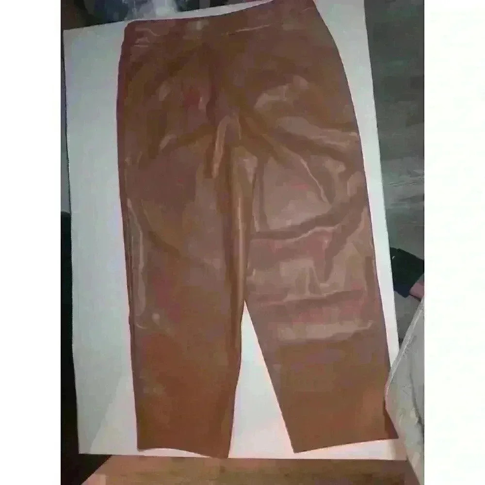 Girl With Curves Vegan‎ Leather Regular Crop Pants(British Tan, 12P) A549783